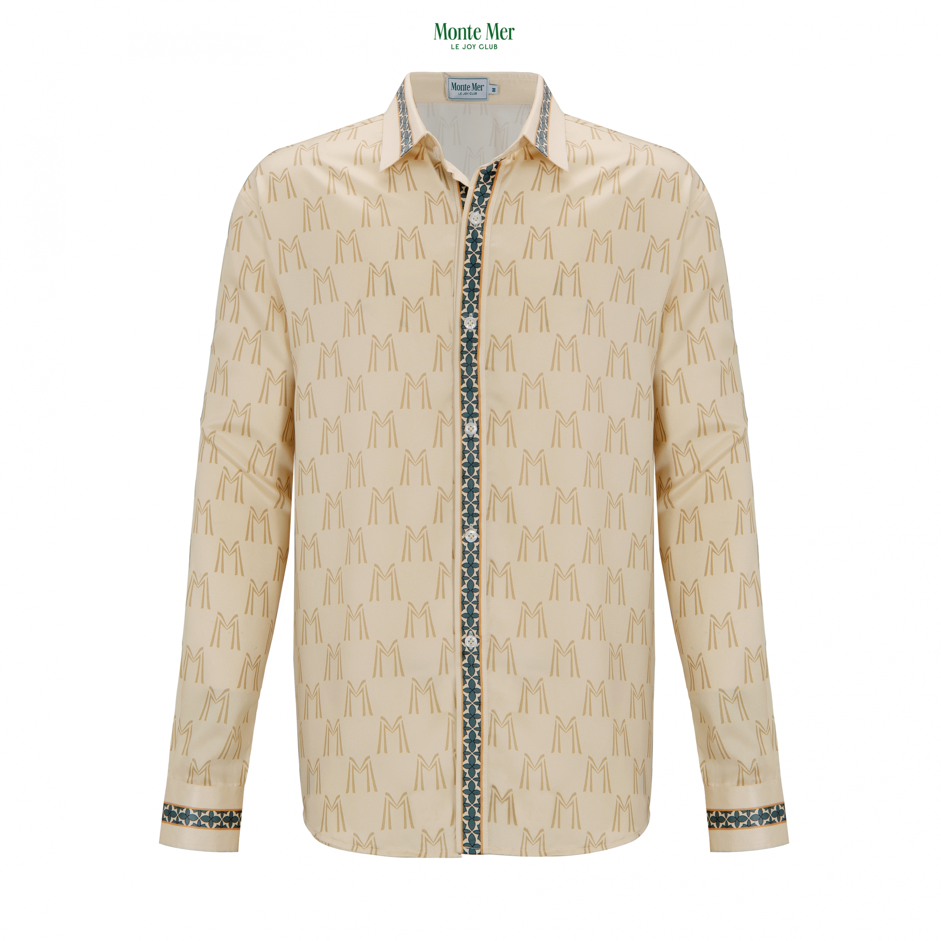 Monte Mer Logo Gold Monogram Silk Shirt